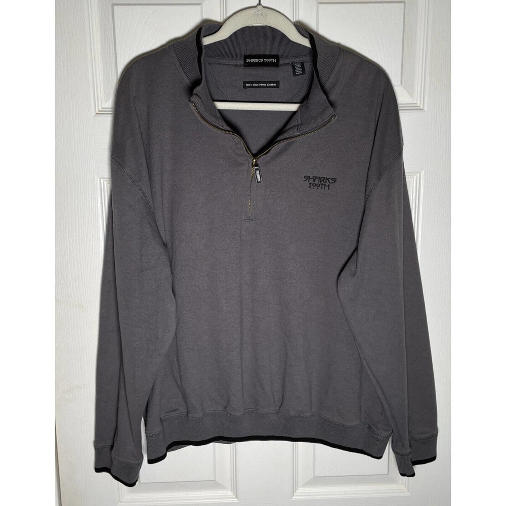 Sharks Tooth Pullover 1/4 Zip Gray Long Sleeve Under Armor XL Extra Large Pima